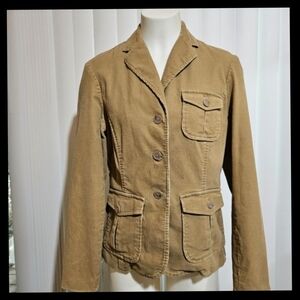 LANDS' END Womens Tan Corduroy Button Up Jacket Sz 4